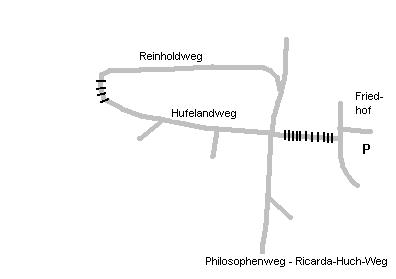 Anfahrtskizze mit Markierung der steilen Wegabschnitten